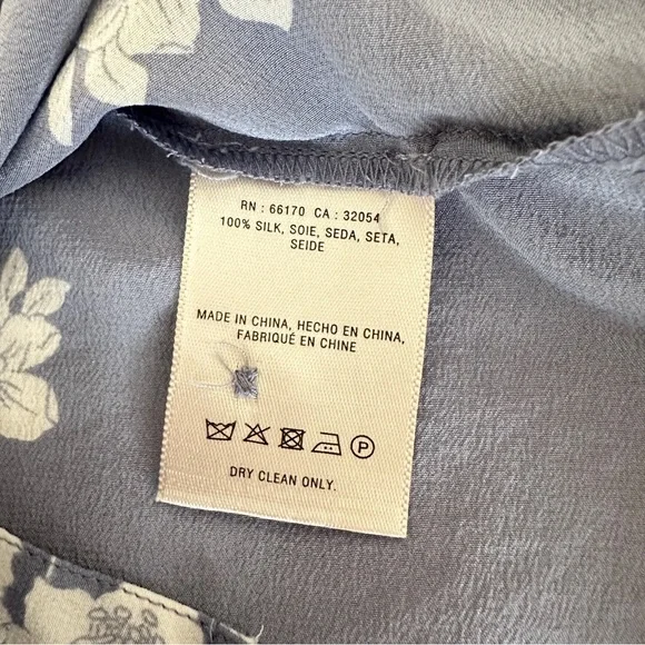 Anthropologie Maeve Blue White Rosalee 100% Silk Floral Blouse - Picture 7 of 11